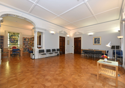 The building library/study that has been refurbished. The image Is from another section in the library/study